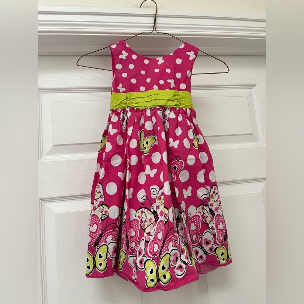 Jenny & me girls Pink Polka Dot Butterfly Dress size small
